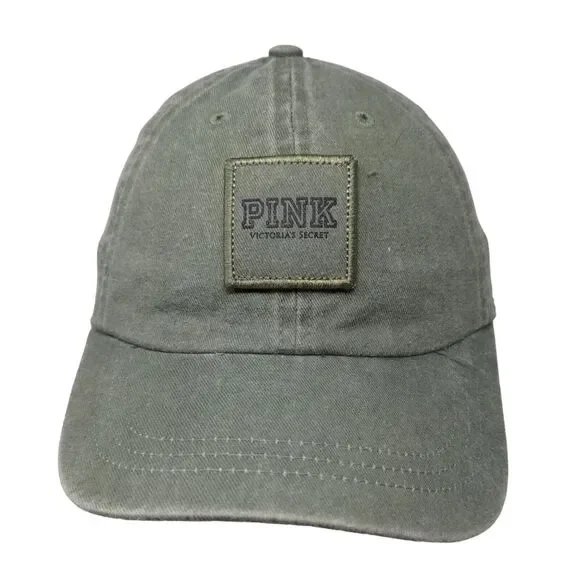 PINK Victoria's Secret Slideback Hat Green One Size Adjustable 6 Panel Cotton - Picture 1 of 9